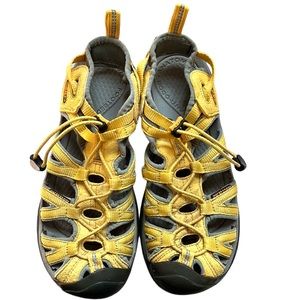 Keen Womens Newport Walking Hiking Bungee Waterproof Yellow Grey est Size 7.5
